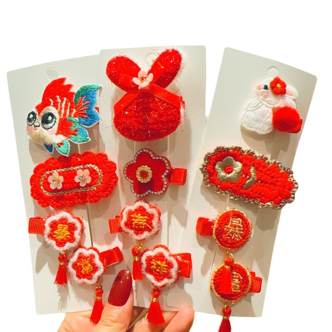 Clip de cabello de arco rojo lindos dibujos animados para bebés no lastimar el cabello de niñas tejido pinzas de cabello de niñas joyas para el cabello