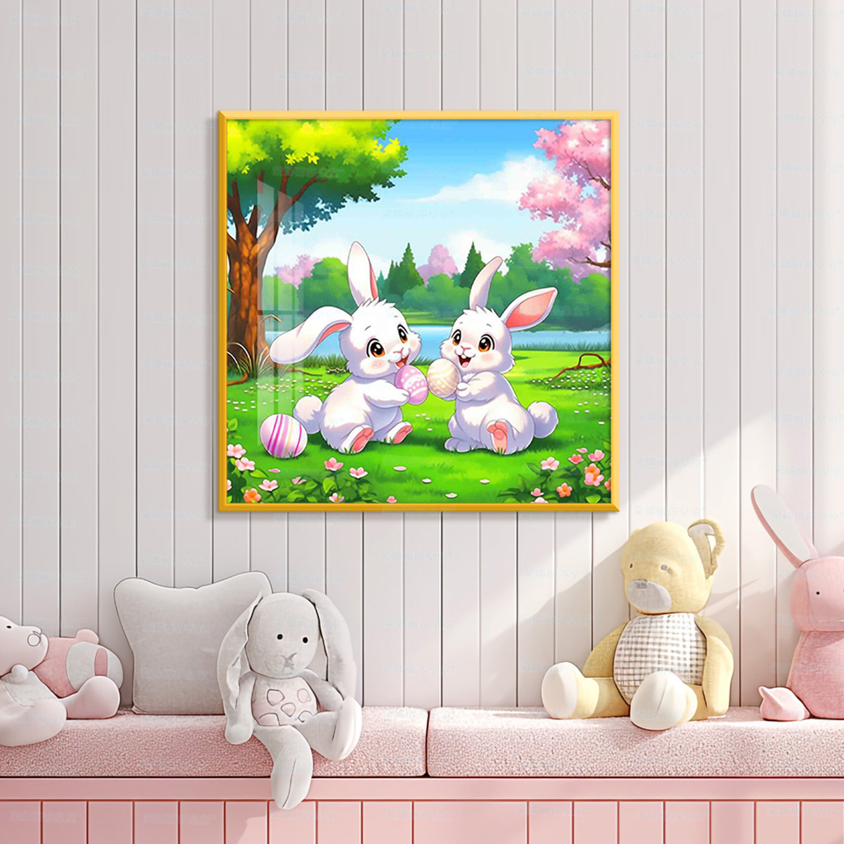 [Algodón importado] Mona Lisa Real Cutie Conejo de dibujos animados edición actualizada de la decoración de la sala de estar bordado image 3