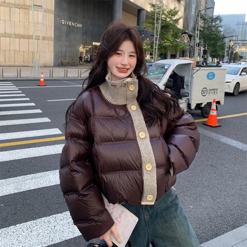 Knitted short down jacket