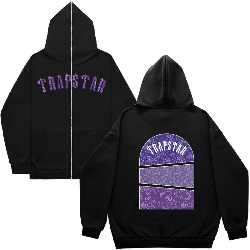 2023 European and American trapstar Style Printed Zipper Hoodie Y2k Gothic Zipper Zipper to Top Sweater