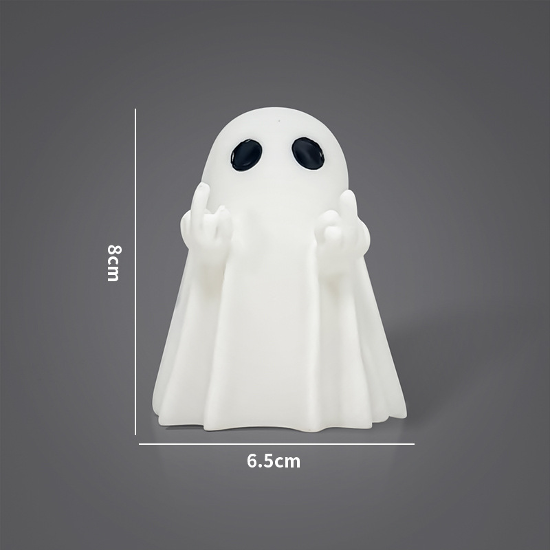 亚马逊新款跨境Middle finger Cute Ghost万圣节中指爱心幽灵摆件|undefined