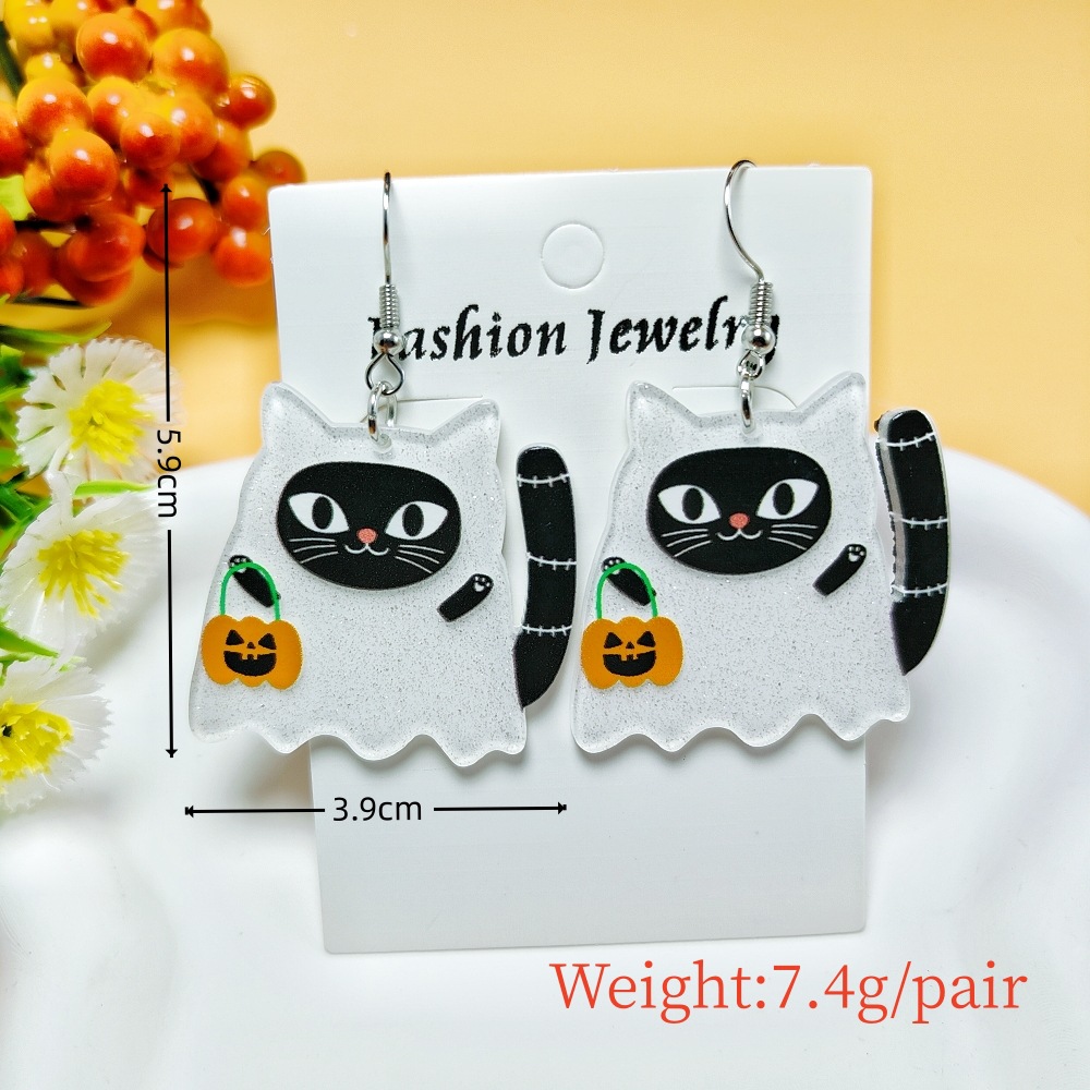 8g Weight 304 Stainless Steel Ear Needle Material Drop Earrings Classification 1 Pair Quantity Holiday, Daily Occasion Acrylic Material Halloween Festival Geometric, Pumpkin, Butterfly Pattern Women's Gender Casual, Simple Style Style 1 Pair Casual Simple Style Geometric Pumpkin Butterfly Arylic Drop Earrings 14