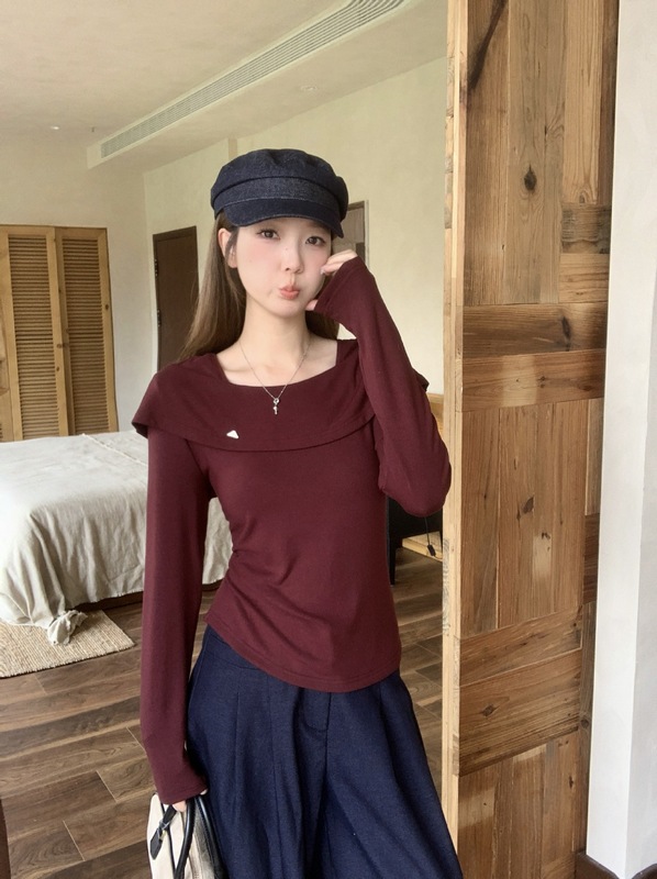 2025年秋装新款胖mm大码女甜美设计感荷叶边方领长袖上衣|undefined