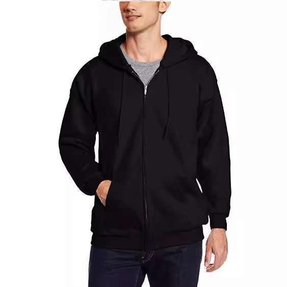 Men's Zip-Up Sweatshirt, Direct from Manufacturer, Solid Color Cardigan, Heat Transfer Printing, Customizable Logo, Loose Fit, Hooded