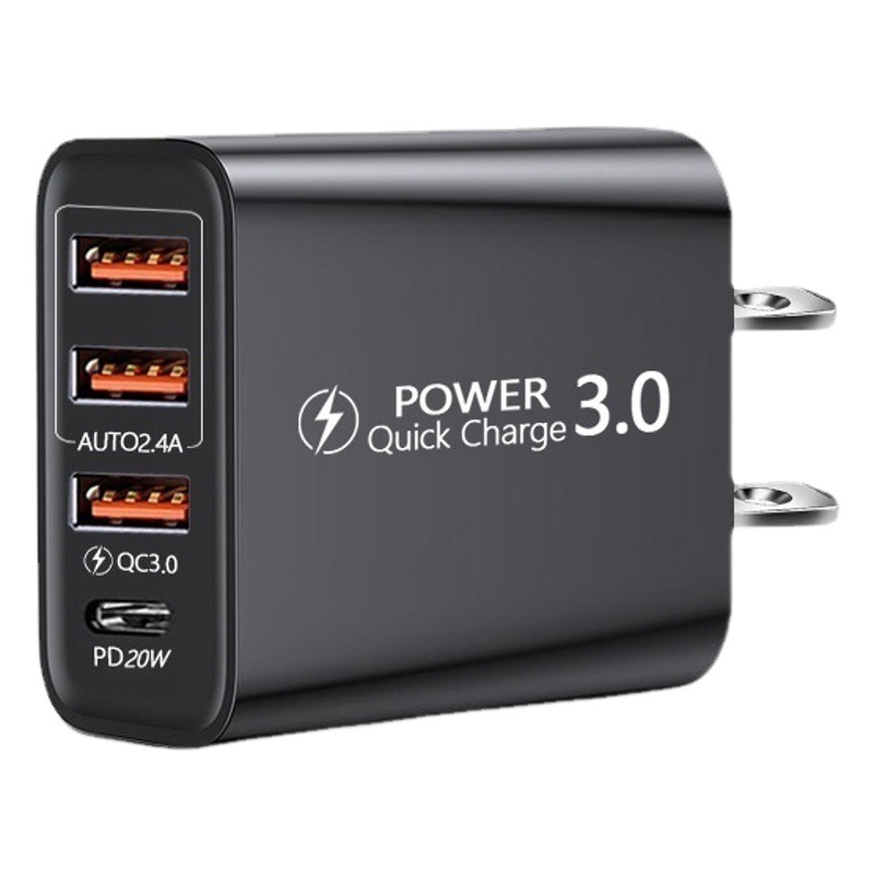 Cargador de viaje estándar americano estándar europeo estándar británico estándar 3USB + tipo-C cabeza de carga 3USB + PD multi-adaptador de teléfono móvil