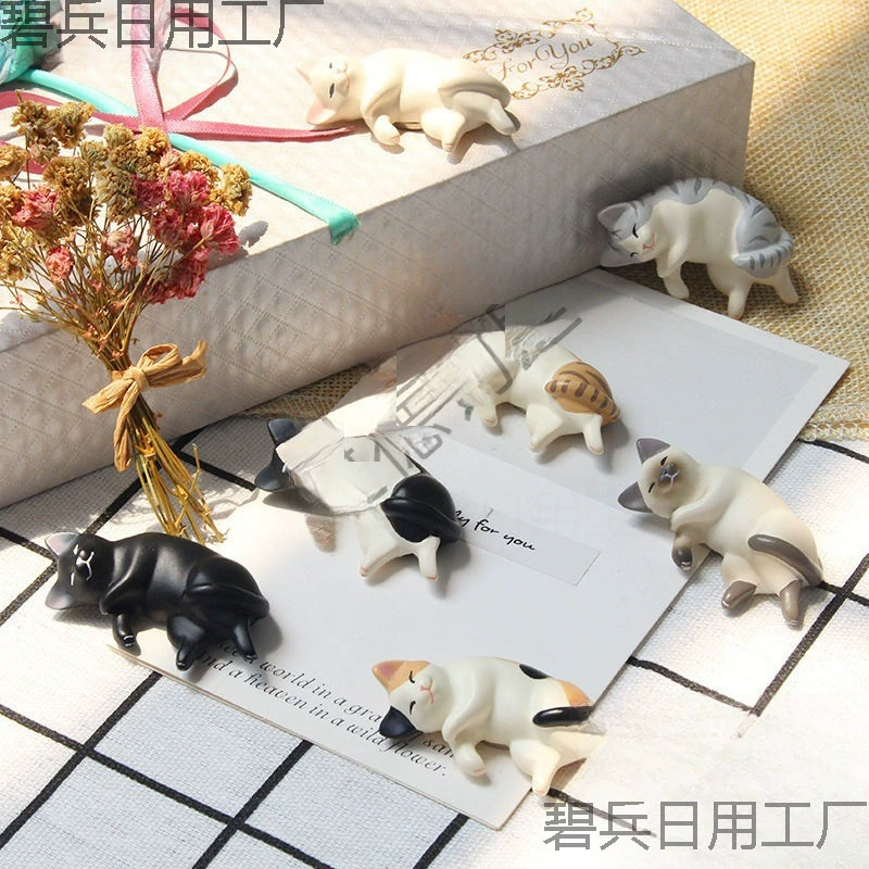 Японский милый кот, забавный, модный магнит на холодильник, креативная стикер-наклейка с магнитом, маленький подарок