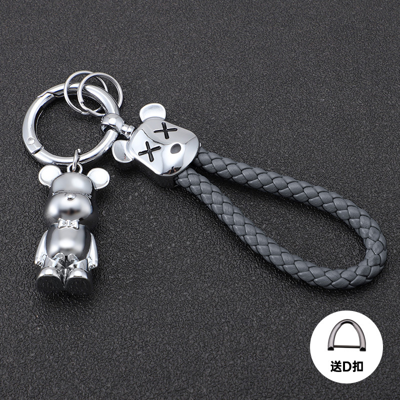 Oso violento transfronterizo llavero de coche oso de metal muñeca de alta gama llavero cuerda anti-pérdida, duradero, resistente a los arañazos