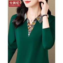 名牌女士长袖t恤女秋季2025新款爆款减龄中年妈妈女装上衣polo衫