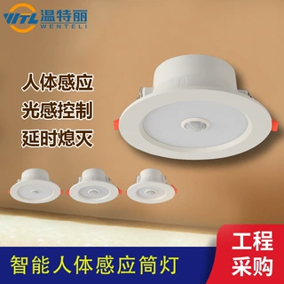 定制LED人体感应筒灯红外感应筒灯走廊过道灯智能过道楼梯感应灯
