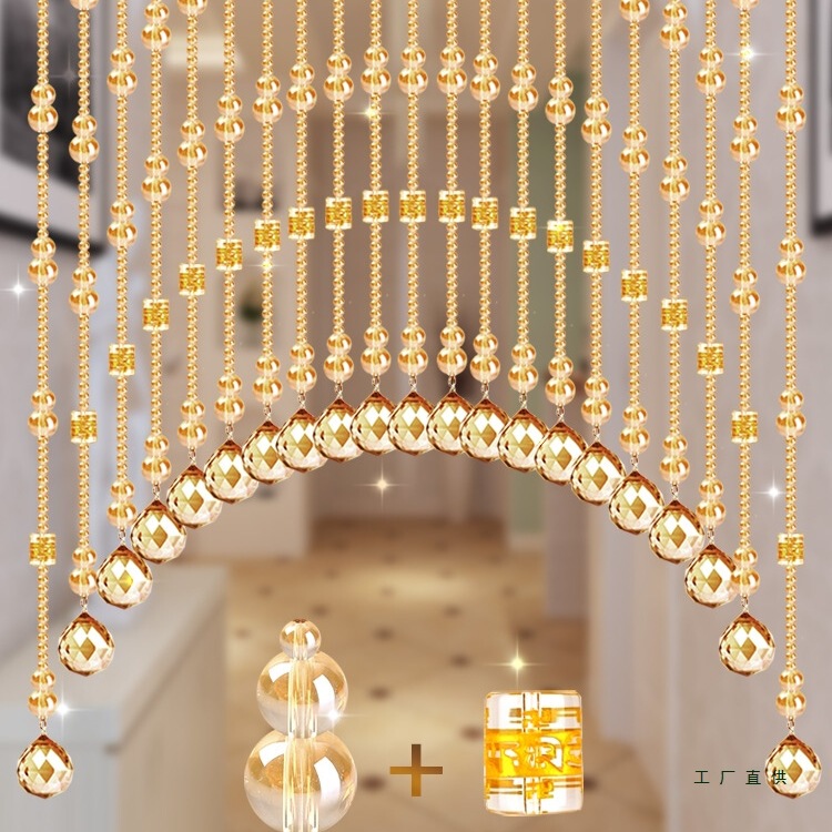 Crystal Bead Curtain Partition Door Curtain for Home Entrance, Toilet Screen, Kitchen, Living Room, Door-To-Door, No Drilling Required