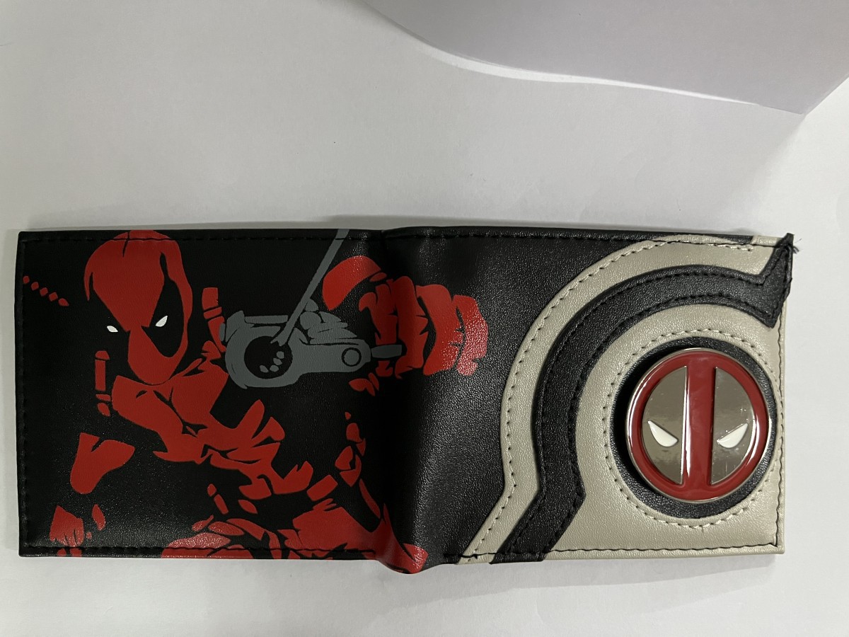 Superhéroes Deadpool Wolverine bolso de metal logo corto bolso de hombres y mujeres bolso de cambio de los Vengadores