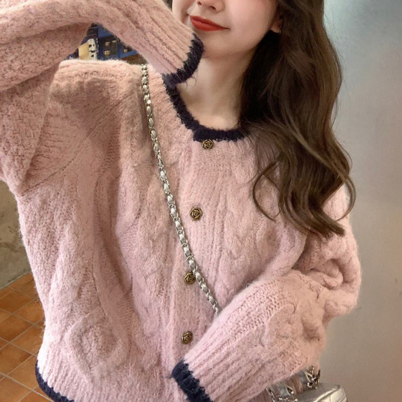 Twist Sweater Bloom Spring & Fall New Korean Style French Retro Soft Waxy Lazy Style Gentle Knitted Top for Small Women