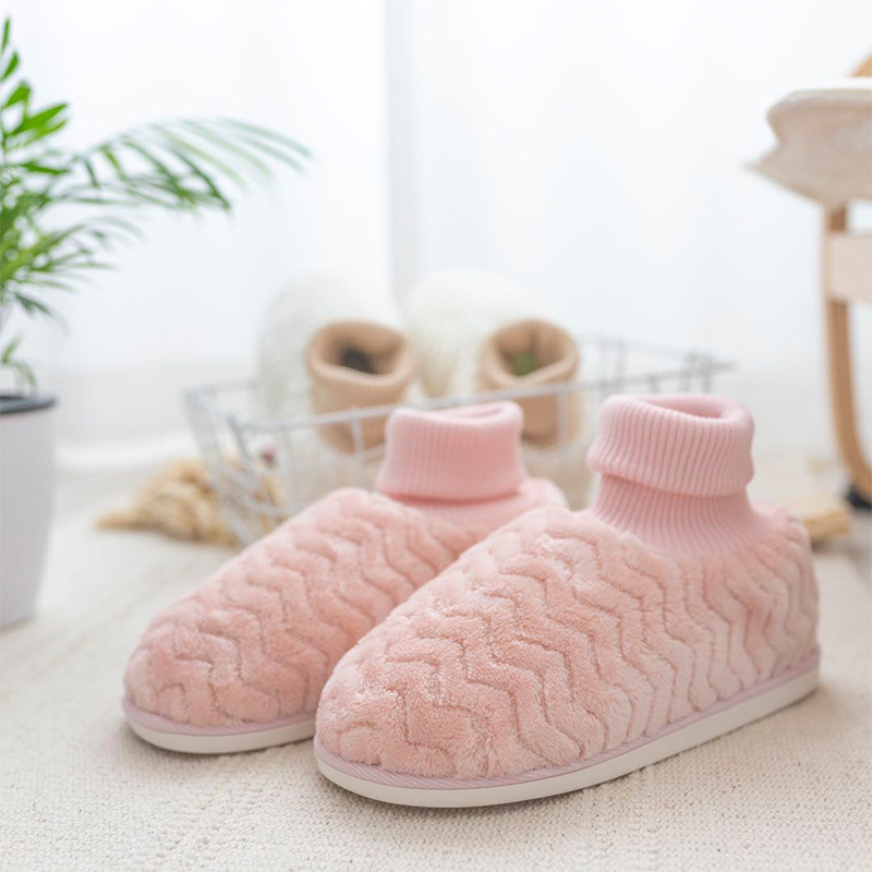 winter Solid Shallow mouth With the bag indoor The thickness of the bottom Flat heel Baotou Pink Flat bottom soft sole Thick cotton slipper