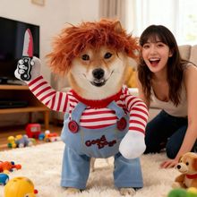 抖音同款圣诞节狗狗衣服搞笑万圣节狗狗拿刀搞怪搞笑小型犬秋冬款