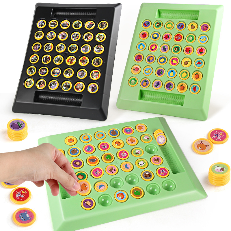 Juguetes de puzzle de dibujos animados para niños Ajedrez de doble juego de memoria de juego de mesa interactivo para padres e hijos Ajedrez de doble juego de juego