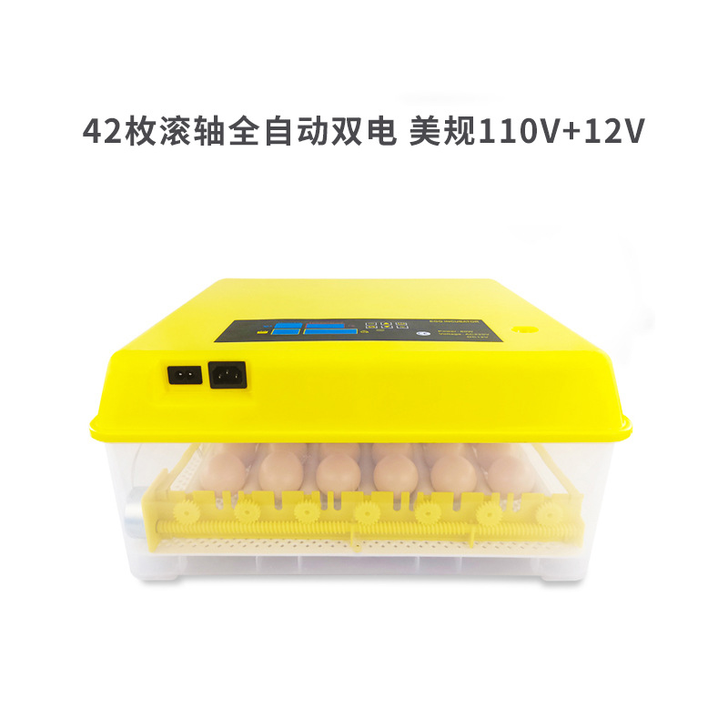 42 Unidades de doble potencia rodillo inteligente incubadora automática pequeño hogar pollo pato codorniz paloma incubadora