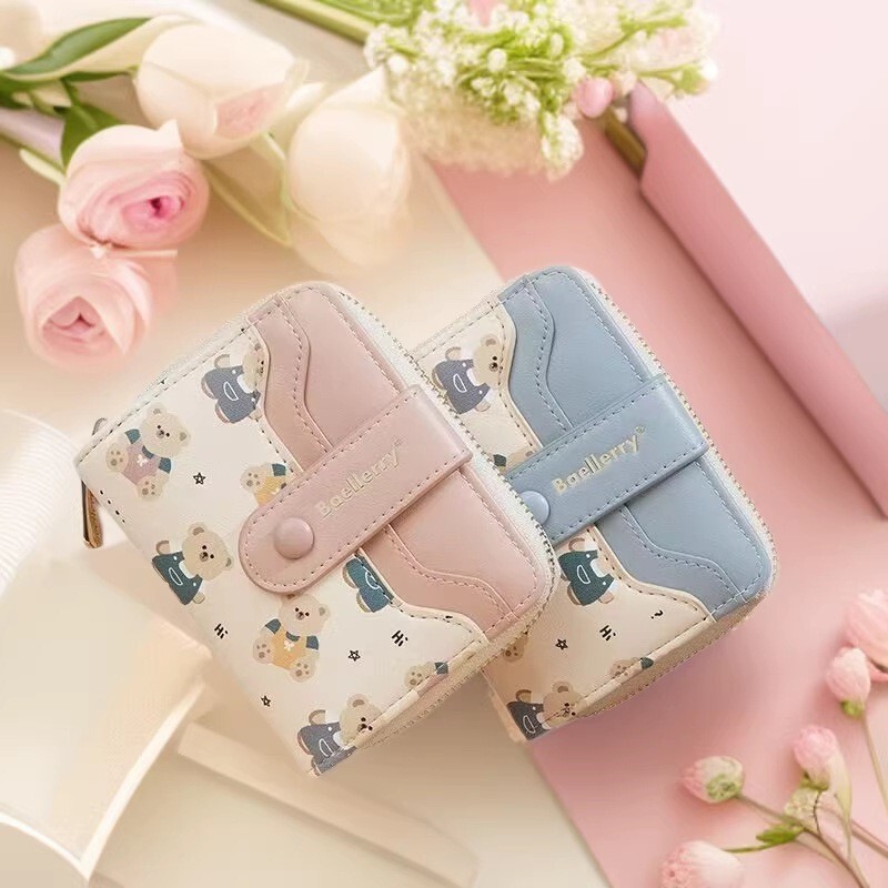 New Style Wallet with High Aesthetic Appeal, Short Style for Students, Cute Cartoon Bear, Japanese-Style Wallet, Exquisite Coin Purse, Card Holder, Anti-Loss