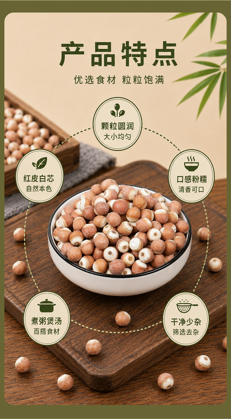Organic Dried Gorgon Fruit Qian Shi 12mm Red Skin Euryale Seeds for Soup Congee and Four Spirits Decoction 250g quality and texture