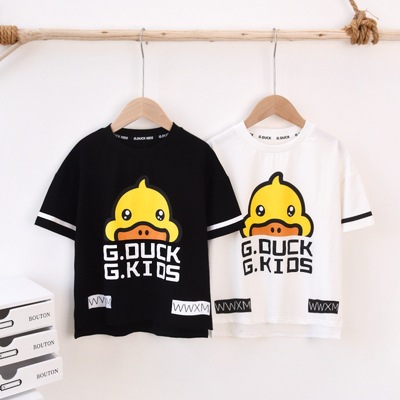 G.DUCK Brand children&#39;s clothing X001 Yellow duck 2021 new pattern leisure time fashion Easy Short sleeved One piece On behalf of