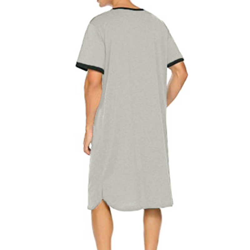 Transfronterizo Amazon Delgado alargado transpirable camisón suelto manga corta pijamas amigables con la piel de los hombres camiseta europea y americana Home wear