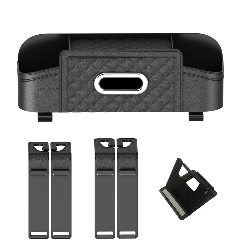 Car Seat Back Storage Box, Seat Rear Storage Box, In-Car Tissue Holder, Plastic Cup Holder, Phone Holder, Storage Box
