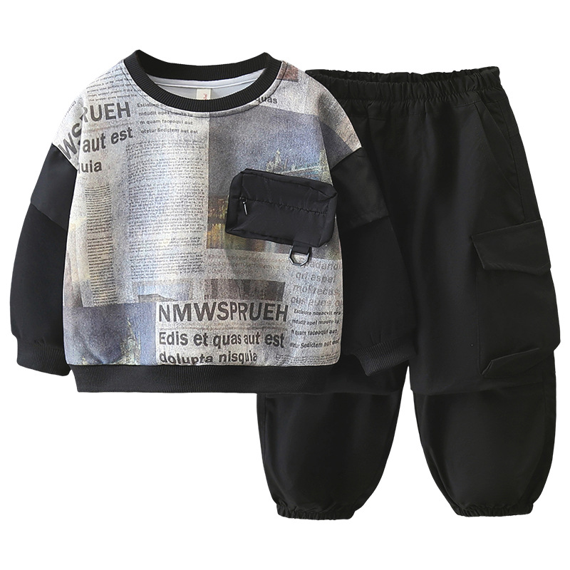 7605 traje de primavera para niños, suéter a juego de colores de moda coreana para niños, estilo de primavera y otoño, juego de dos piezas de estilo rojo neto, nuevo