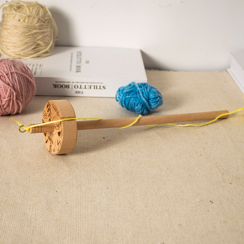 Transfronterizo de madera con cinturón colgante de lanzadera de lana lanzadera herramienta de torsión textil DIY manual mascota alrededor del cuello