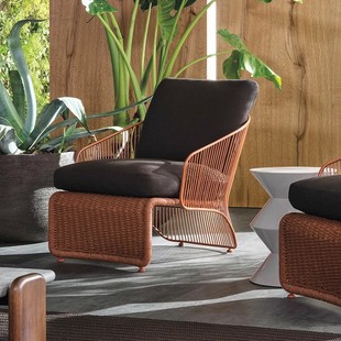 Nordic Outdoor Single Rattan Sofa Hotel Homestay Designer Sales Department Villa Garden Leisure Courtyard Furniture
