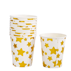 Amazon Disposable Gold Foil Paper Cups for Printing Stars Birthday Party Decoration Dinner Party Supplies 9 Ounces 250 ML
