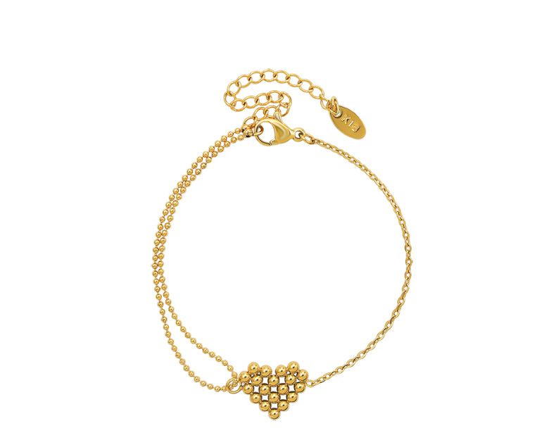PVD Coated Gold Plating Process PVD Coated Real Gold Plated 18K Gold Heart 304 Stainless Steel Fashion Waterproof Non Tarnish 304 Stainless Steel Bracelets