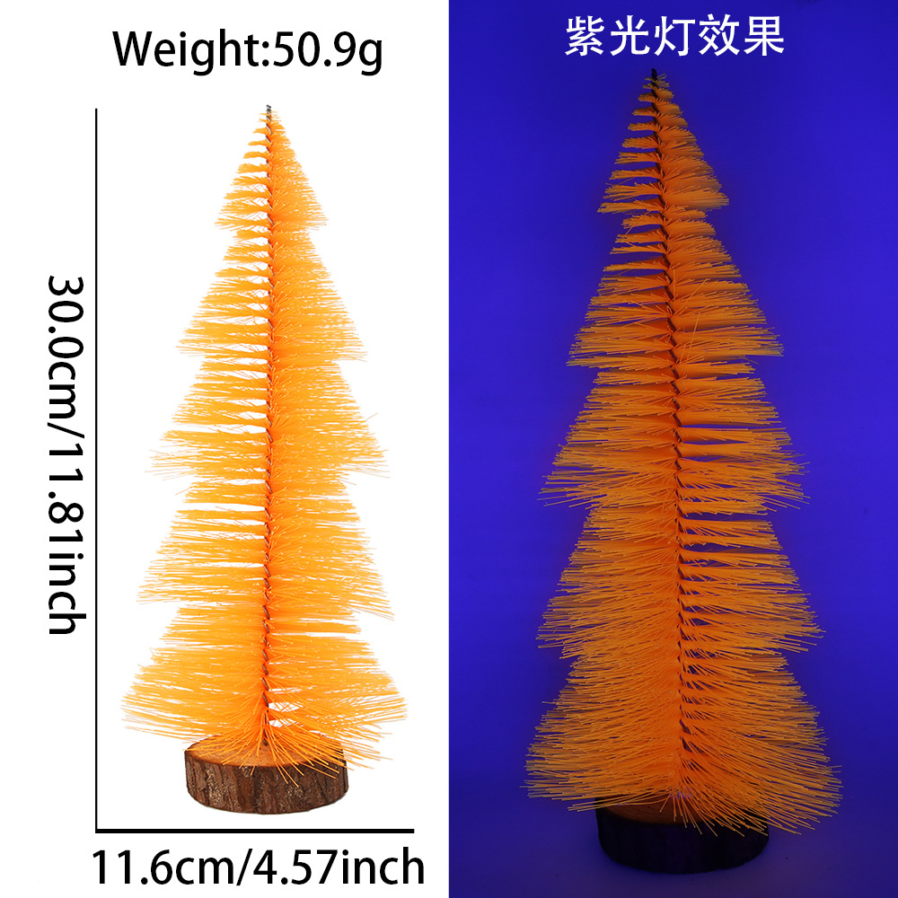 Decoración de escritorio de árbol de Navidad mini color tazo de Navidad ventana decoración micro paisaje PVC pino fluorescente