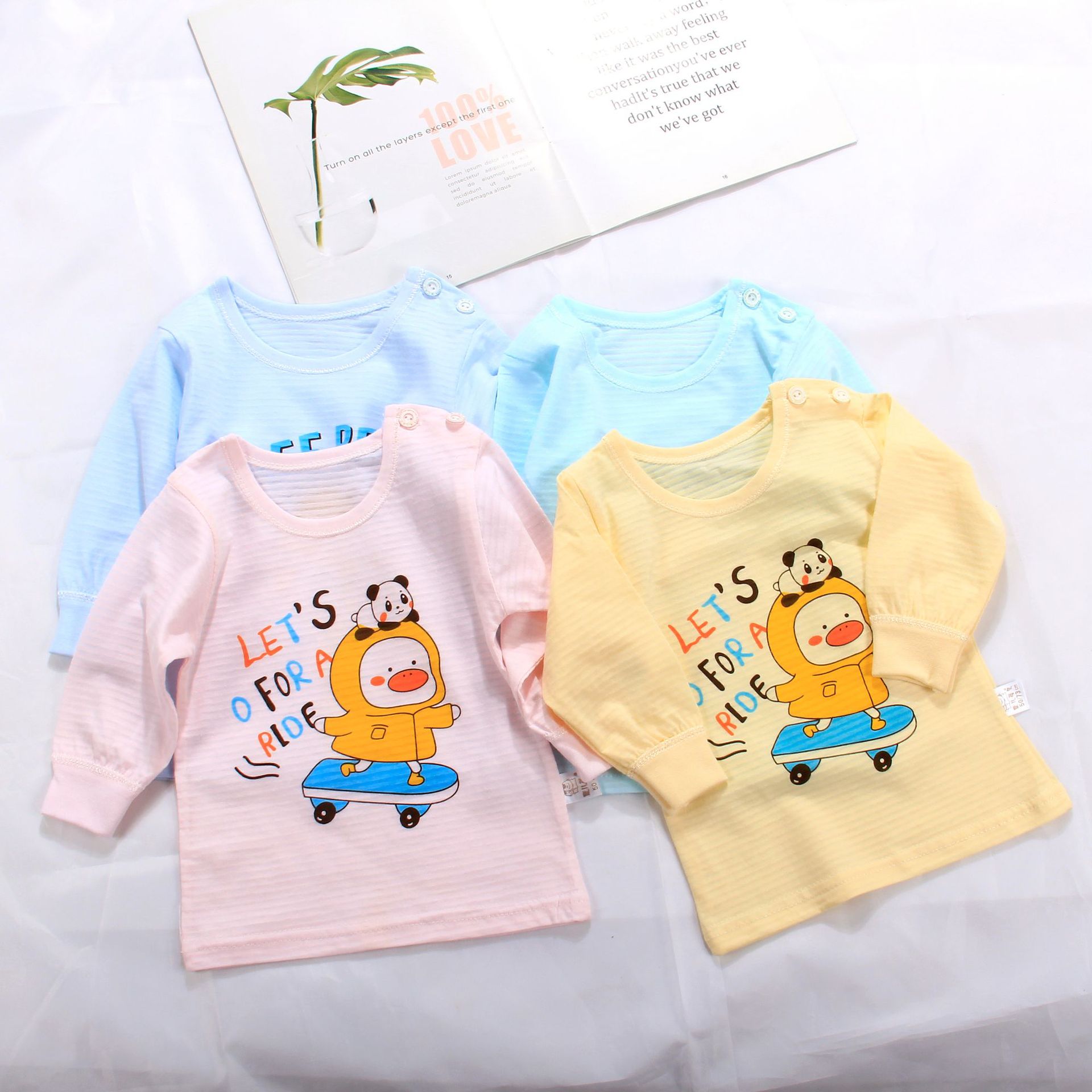 Children's Tops for Spring, Autumn and Summer, Thin Base Layer Clothes for Boys and Girls, Infants Aged 0-3 Years, Long-Sleeved T-Shirts for Toddlers