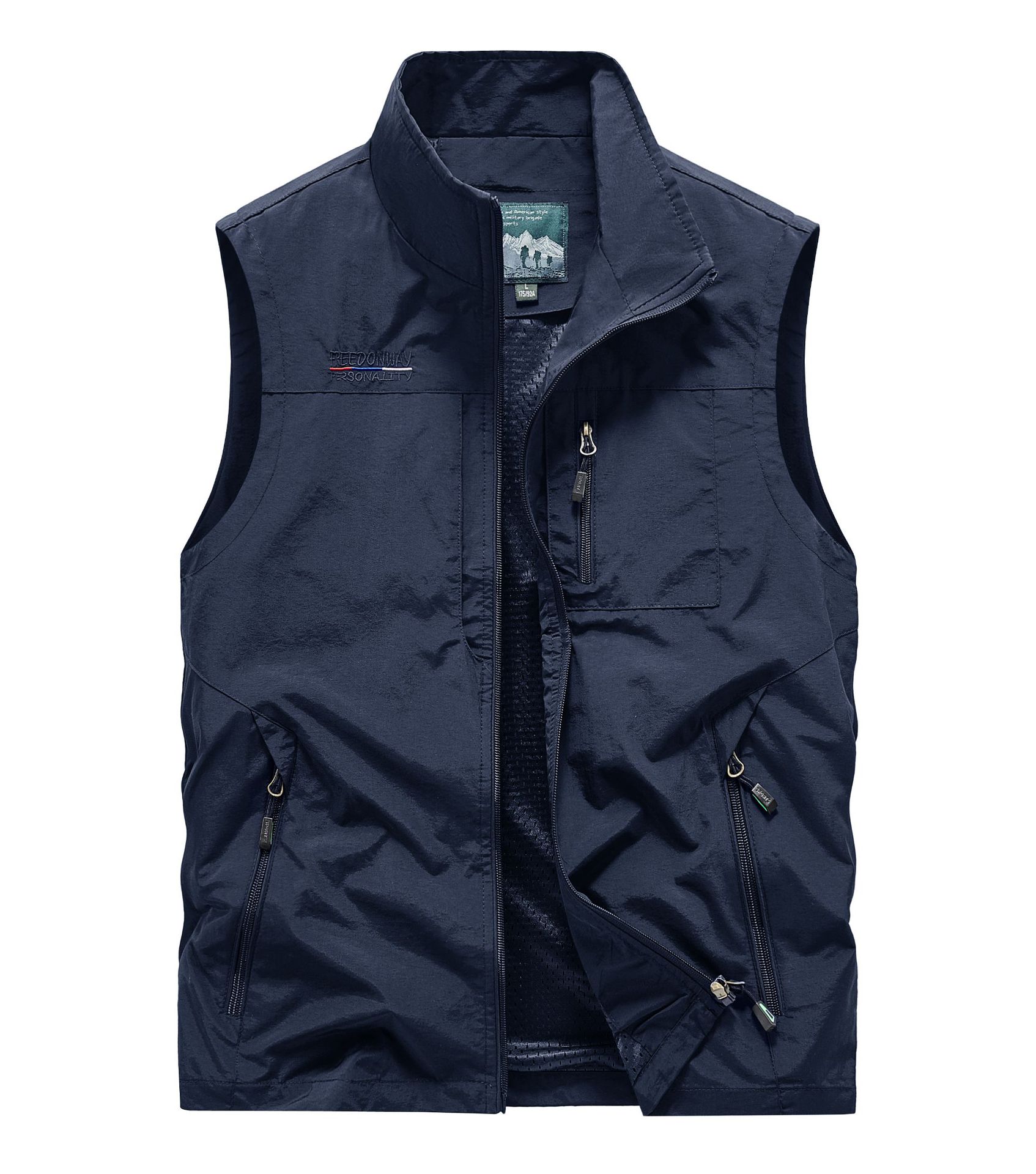Chaleco de hombre primavera y otoño de bolsillo al aire libre de secado rápido de mediana edad herramientas deportivas de ocio chaleco de color sólido suelto chaqueta