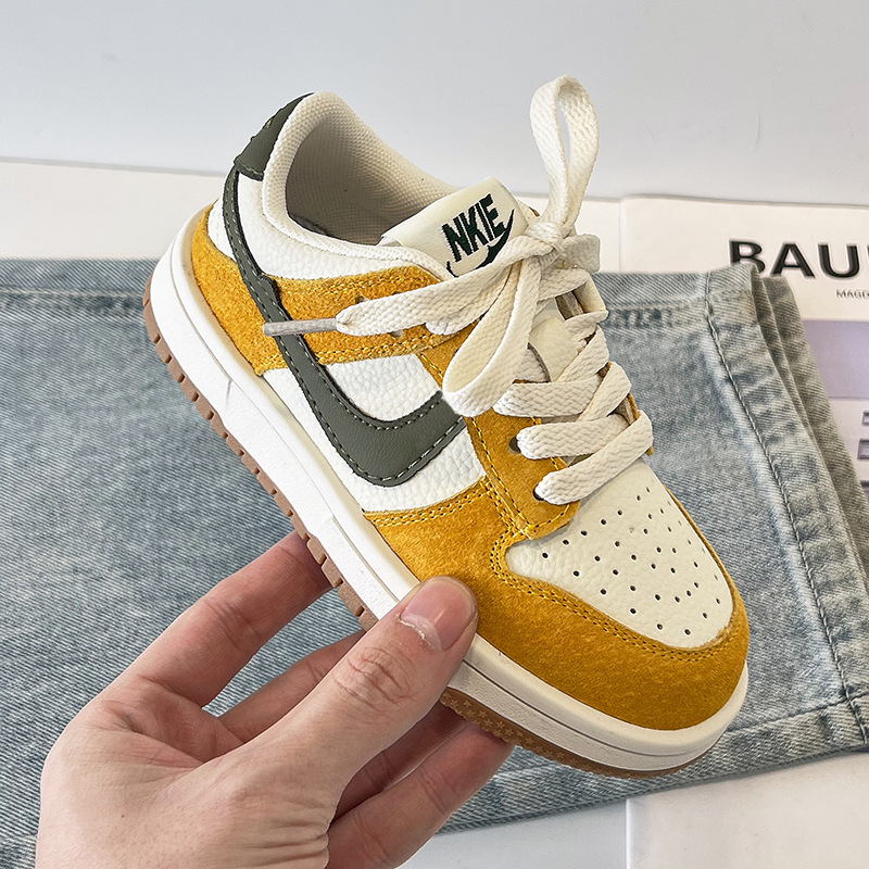 Manufacturer Children's Shoes 2025 Autum New Casual Contrasting Color Air Force Low-Top Sneakers for Boys and Girls, Sports Shoes, Casual Shoes