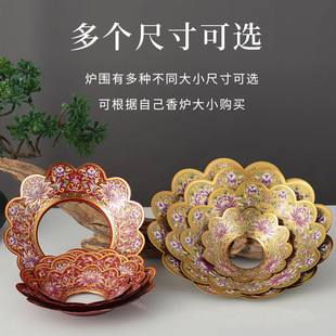 Strong memory Buddhist art supplies wholesale copper alloy enamel color lotus stove incense burner incense ash tray anti-ash tray