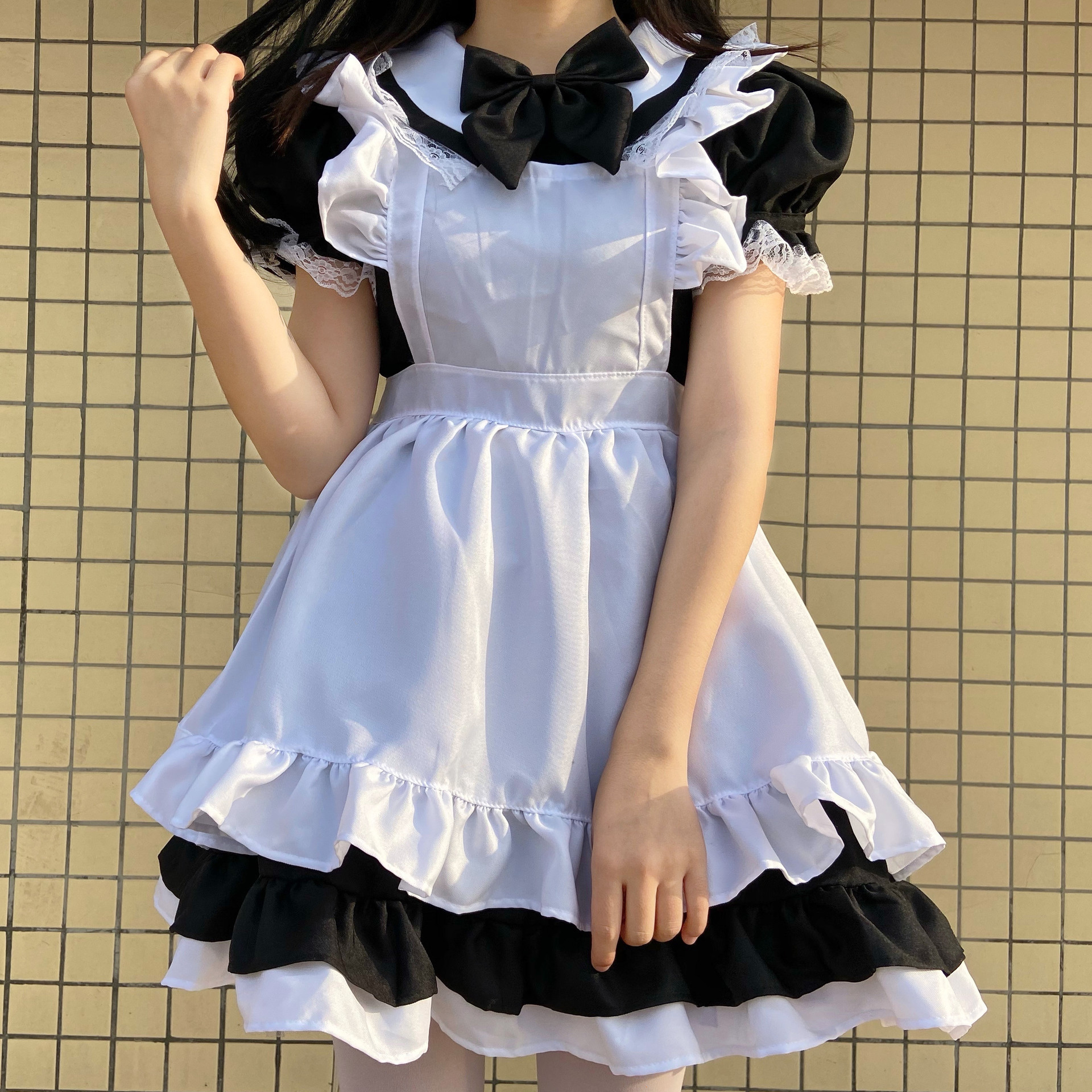 Alice im Wunderland Dienstmädchen Cosplay Kostüm Lolita Kurzarm weicher Mädchen süße Prinzessin flauschiger Rock_voghion.com