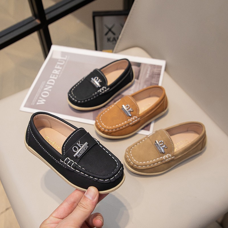 Children's Loafers Boys' Leather Shoes Casual 2025 Autumn New Korean Style Single Shoes for Young Children Trending
