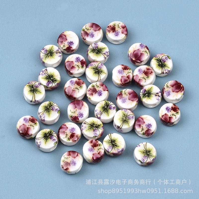 Flores de cerámica oblata esmalte de color decal de cerámica flores de estilo chino hechas a mano DIY collares pulseras pendientes accesorios