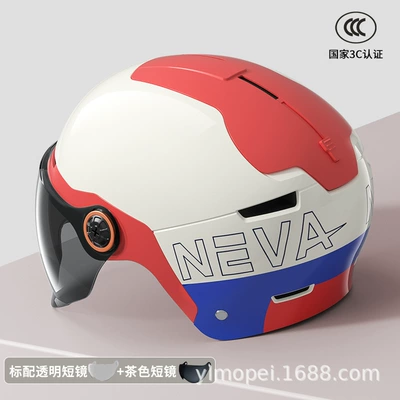 Motosiklet kaskı (dəbilqə), 3c certification electric car helmet - khaki-neva-flower-transparent-short-mirror-brown-short-mirror