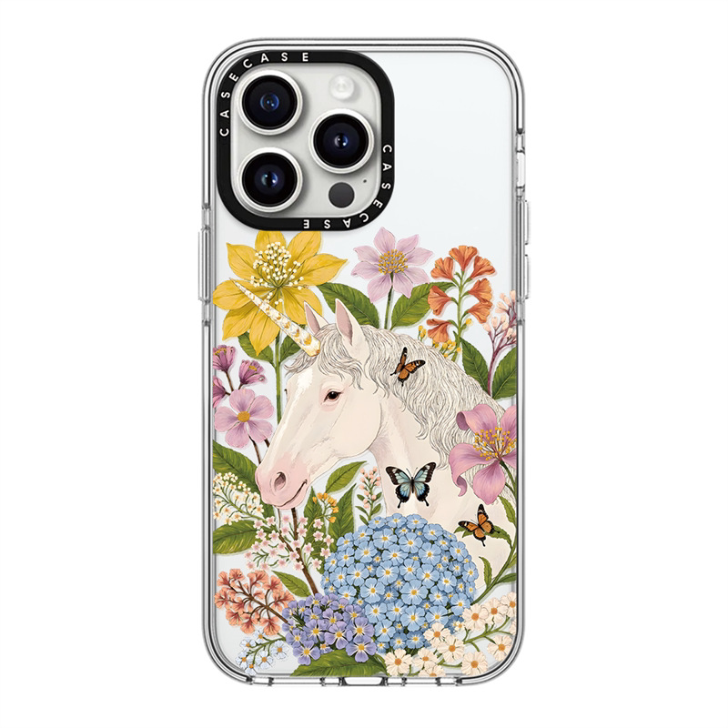 C家联名潮牌花卉独角兽白马适用iphone17手机壳16promax苹果15pro