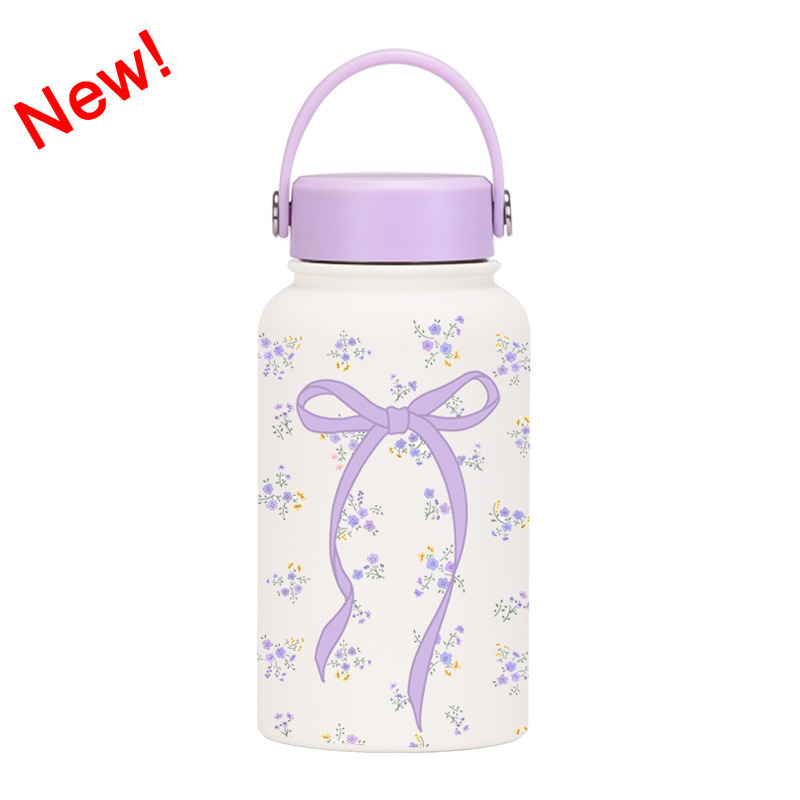 Nueva transfronteriza 650ml taza de vacío de boca ancha portátil de vacío niños estudiante deportes hervidor de agua de impresión al aire libre taza