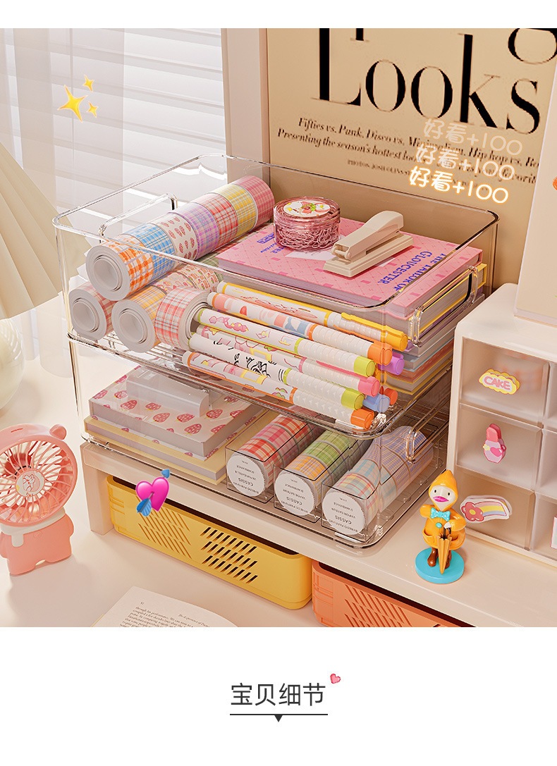 Cabinet Storage Basket Desktop Snack Miscellaneous Organizer Storage Box Plastic Rectangular Transparent Acrylic Storage Container