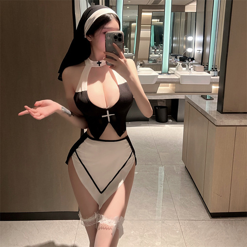Original sexy lingerie, sexy cosplay nun uniform, cosplay game outfit, hollow skirt suit, dropshipping