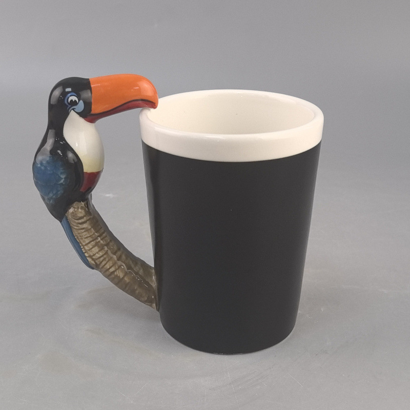 Taza de animales tridimensional 3D taza de cerámica de dibujos animados lindo creativo taza de café con leche taza de agua de personalidad simple