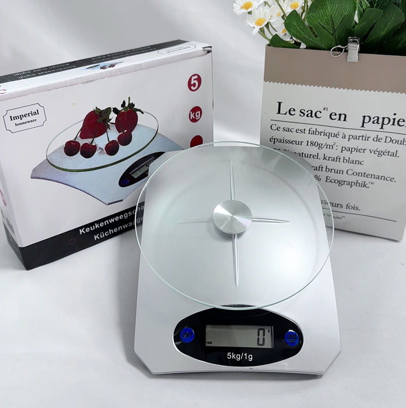KE - 5 báscula de cocina pequeña báscula electrónica doméstica báscula de horneado de alimentos báscula de 5kg báscula de cocina de vidrio báscula de medicina báscula de gramo
