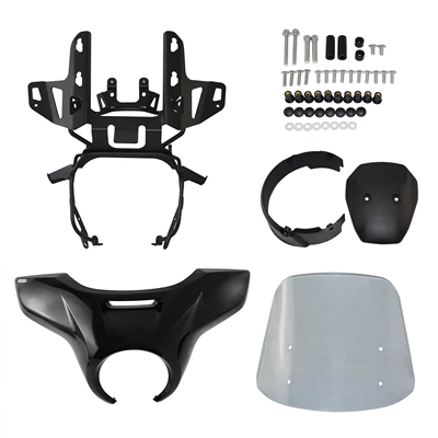 shade windshield, Motorcycle front windshield - bright-black-headlight-cover-smoky-gray-windshield