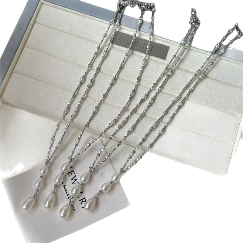 Colar de pérolas de luxo com fecho magnético para mulher_voghion.com