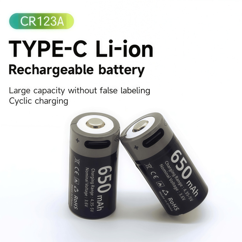 Source Factory Pointed Tip 16340 Lithium Battery Cr123A 3.7V Flashlight Laser Pointer Usb-C Rechargeable Battery