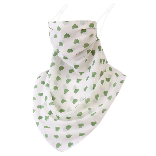 Sunscreen mask for women, neck gaiter, summer thin triangle silk scarf to cover face while riding, UV breathable veil