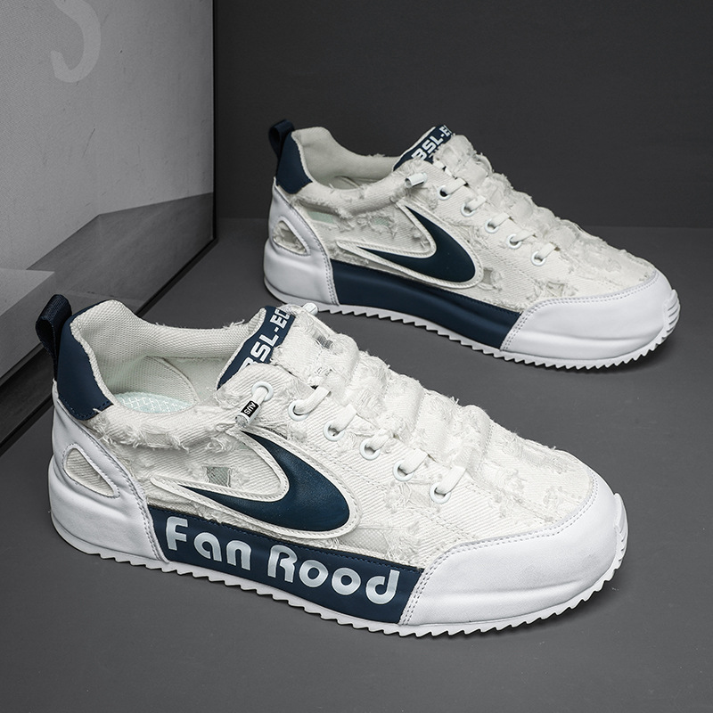 Verão nova lona respirável Slip-on Net Red Hot Style Men's Shoes moda bolsa fundo sapatos masculinos populares sapatos brancos_voghion.com